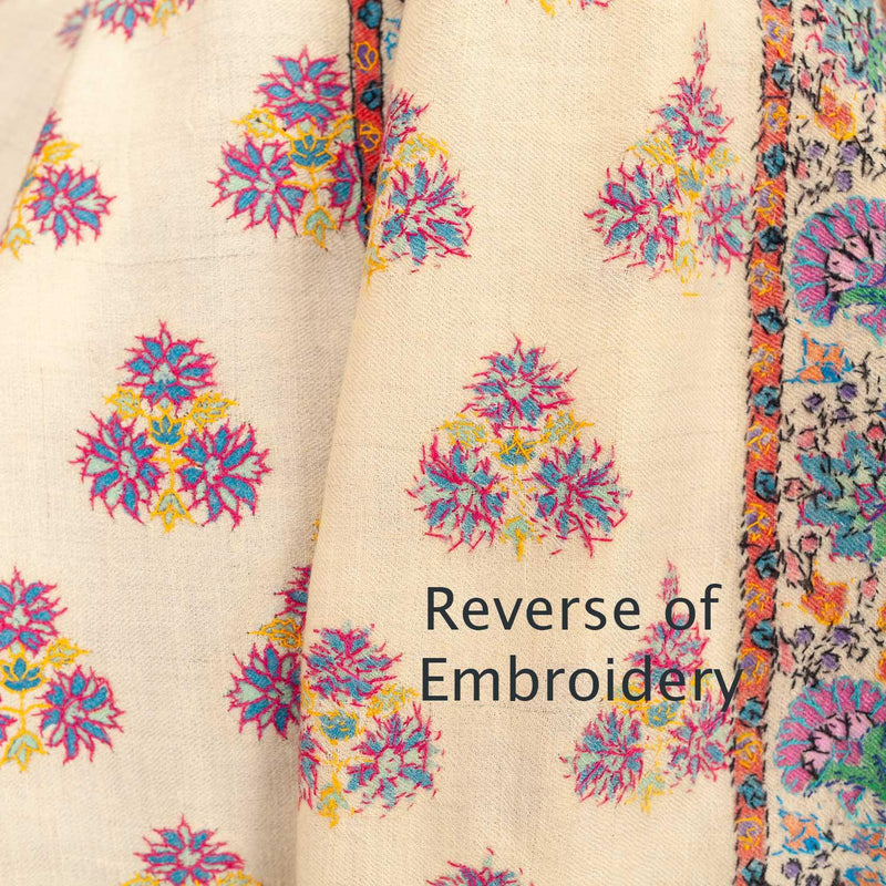 Sozni Hand Painted & Embroidered Jamawar Pashmina