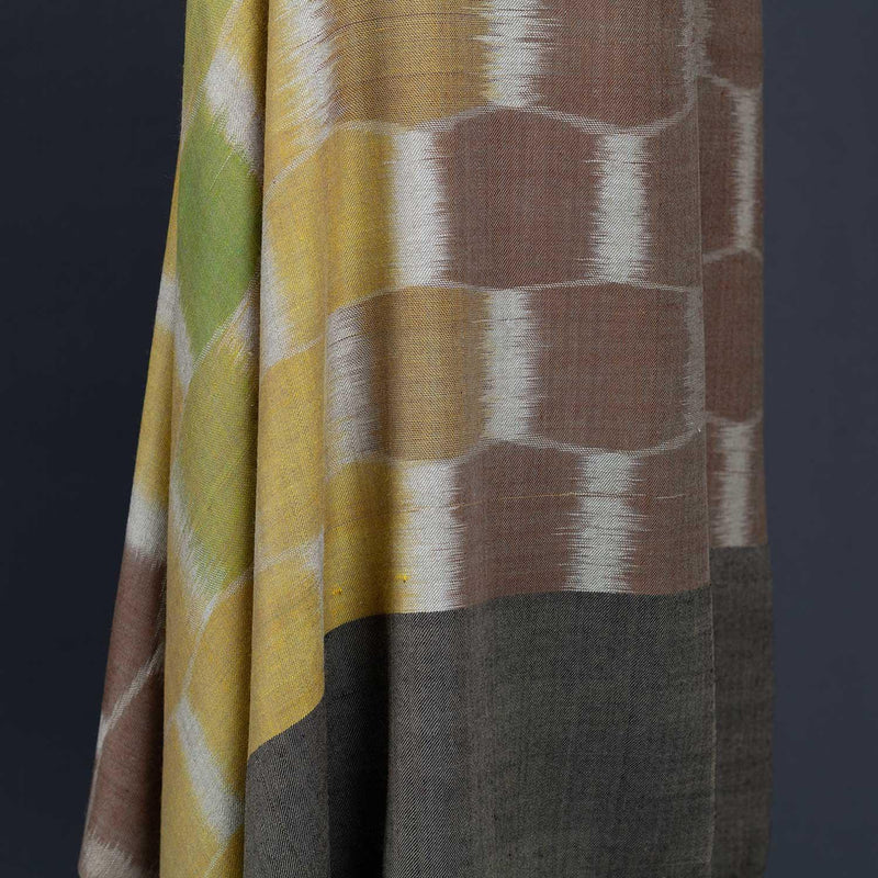 Ikat Pashmina Shawl Mocha & Yellow Ochre