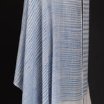 Ikat Pashmina Wrap 'Clouds of Ladakh' Blue Stripe