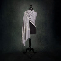 Spring of Kashmir Hand Embroidered Stole Silver