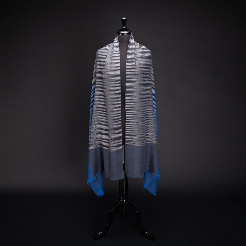 Ikat Pashmina Stole Black & Blue