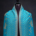 Doardar Sozni Hand Embroidered Cashmere Pashmina Turquoise