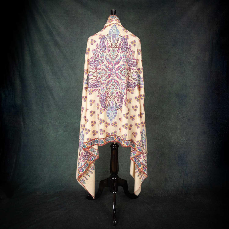Sozni Hand Painted & Embroidered Jamawar Pashmina
