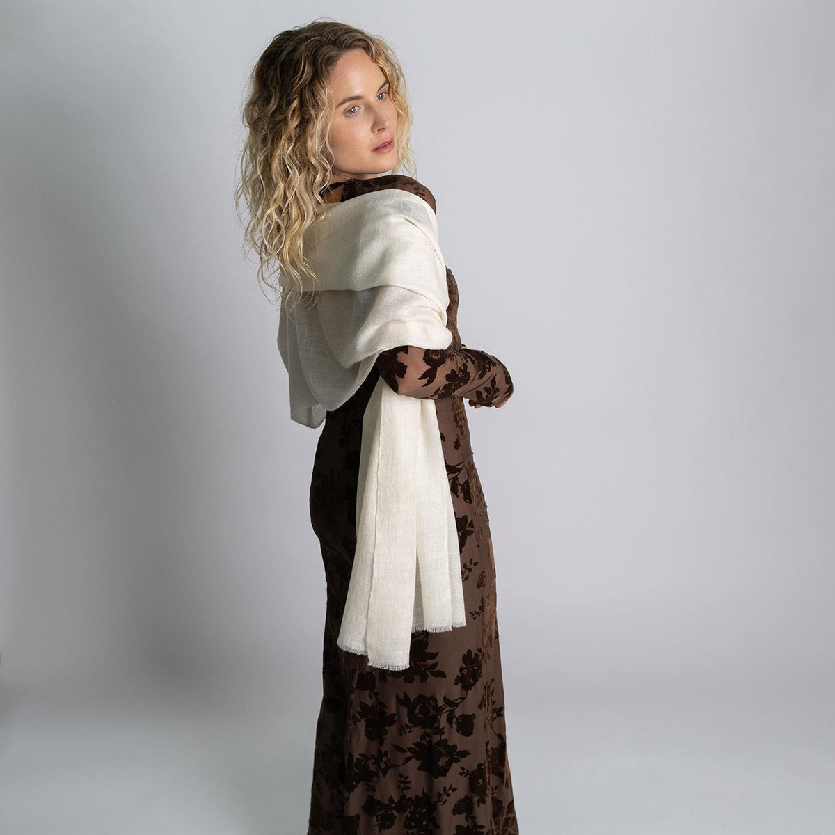 Handwoven Cashmere Stole White