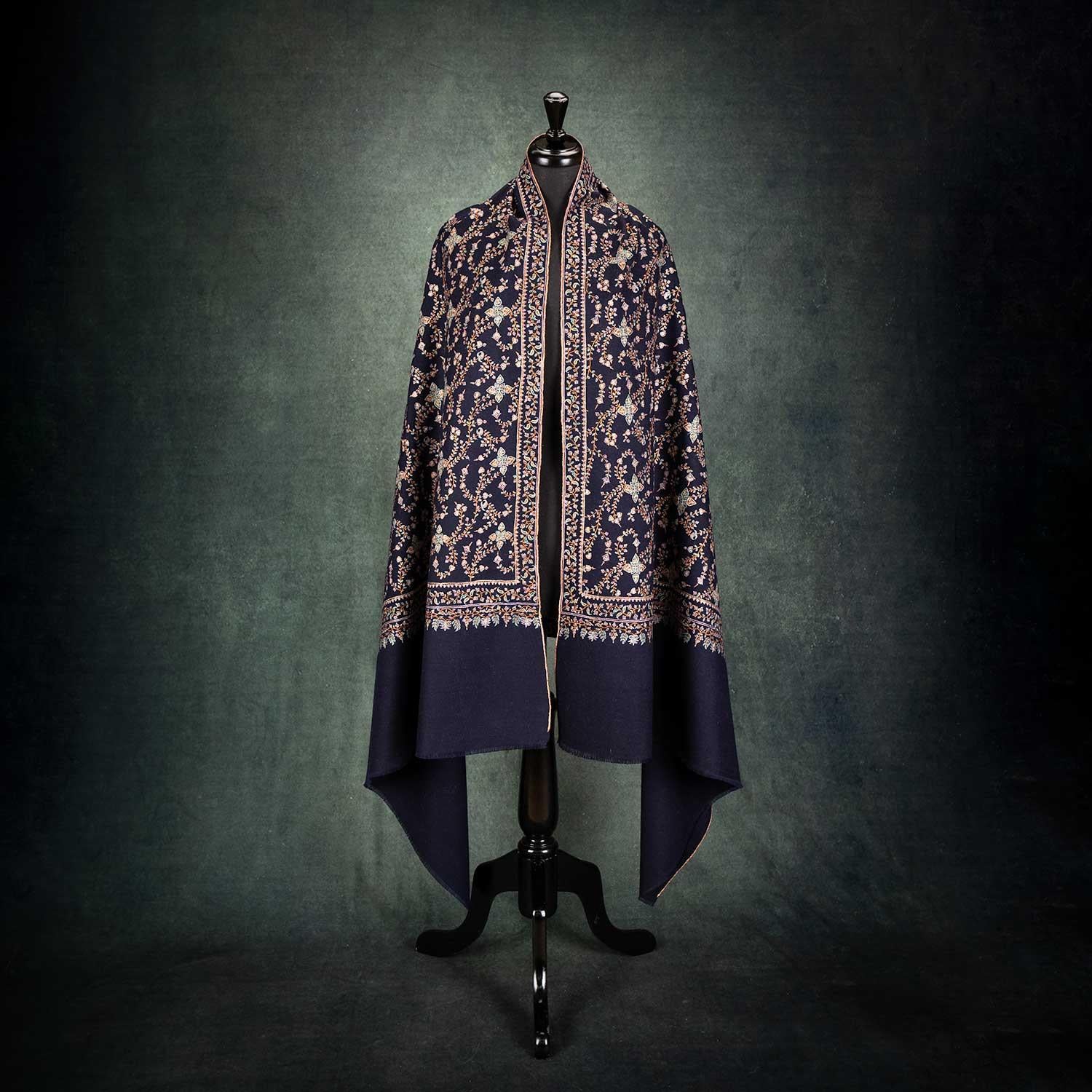 Silk Embroidered Jamawar Shawl Raat