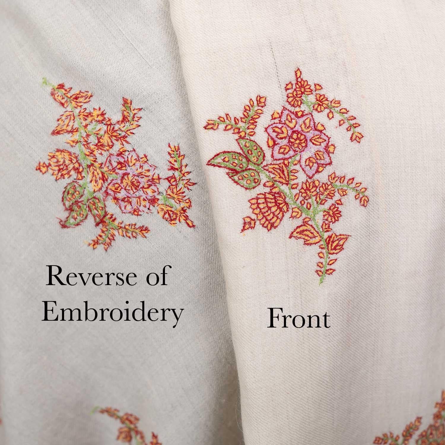 Sozni Embroidered Pashmina 'The Colours of Sunrise' Bhajan