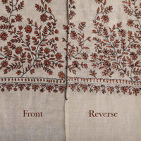 Spring of Kashmir Stole Black & Orange Hand Embroidery