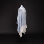 Ikat Pashmina Wrap 'Clouds of Ladakh' Blue Stripe