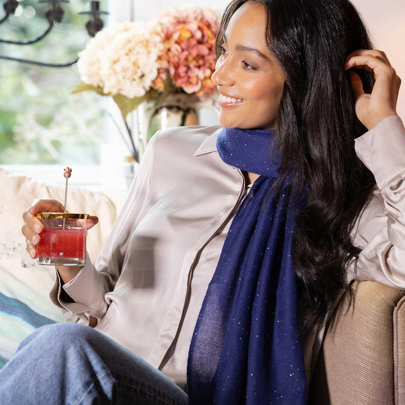 Celeste Cashmere Shawl Navy