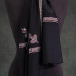 Hand Embroidered Eco-Toosh Hashidar Shawl Black