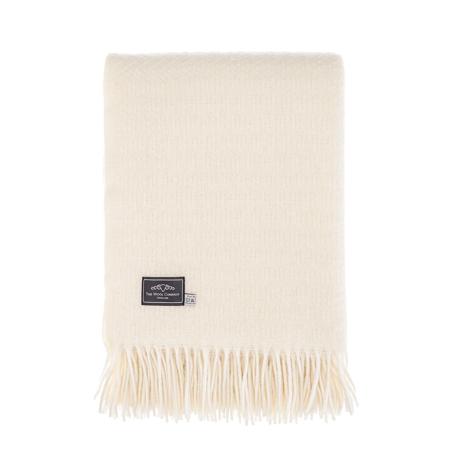 Pure New Wool Textured Ivory Throw