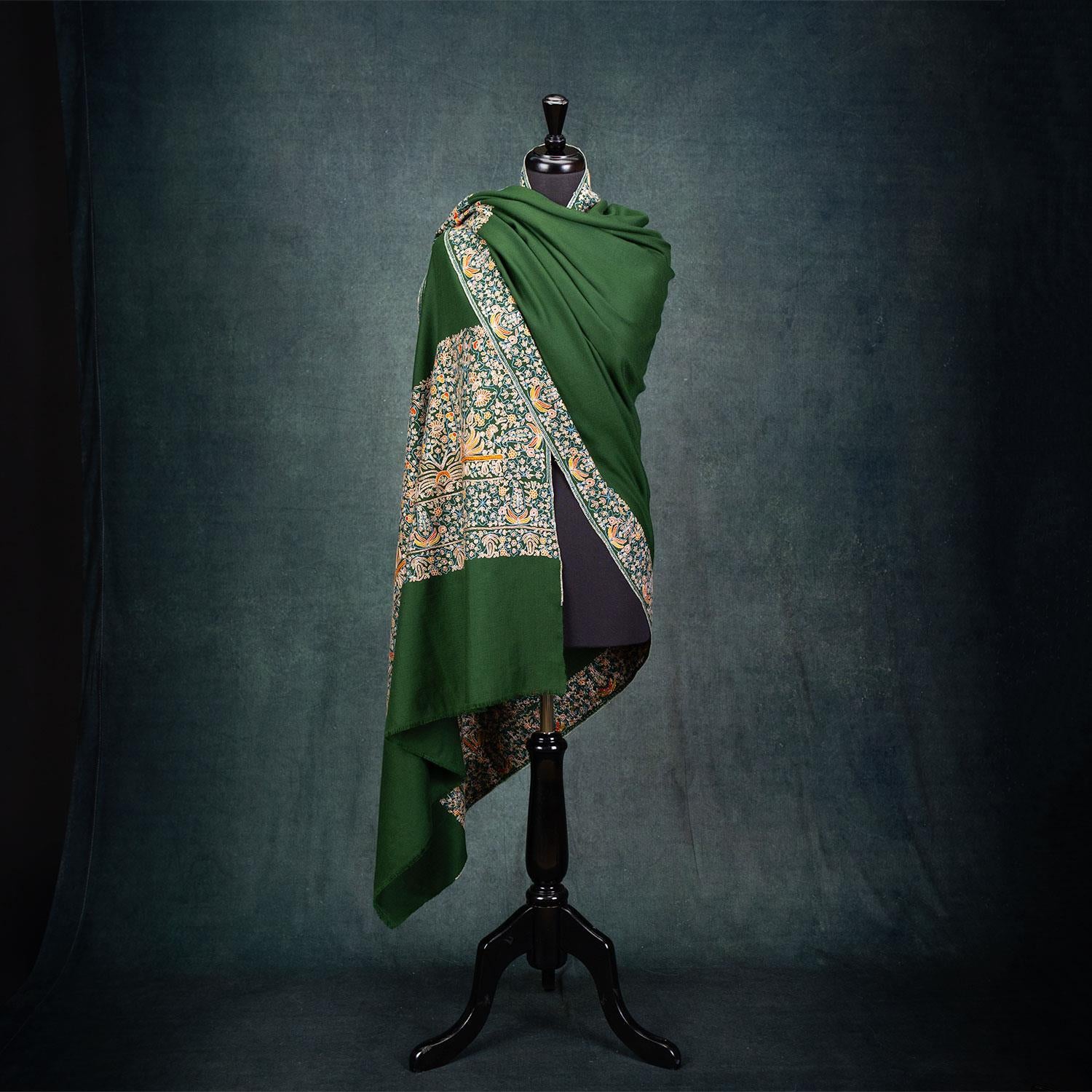 Hand Embroidered Royal Almond Shawl 'Bahaar'