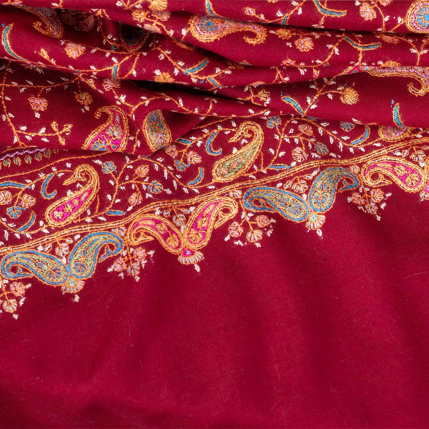 Embroidered Cashmere Pashmina 'Kashmir Bride Ambika'