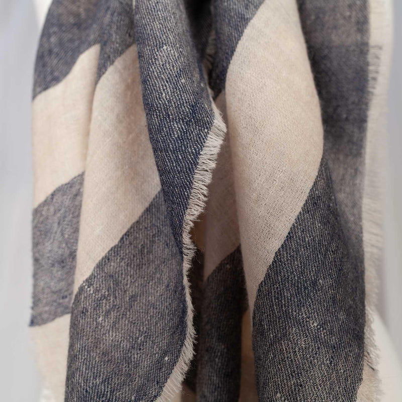 Cashmere Square Shawl Navy