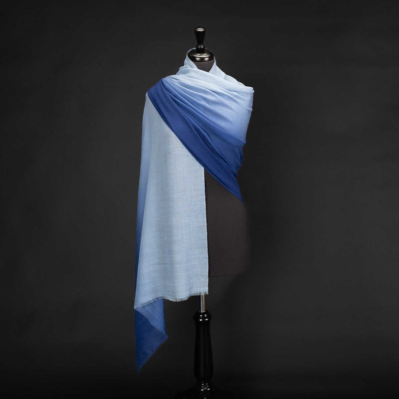 Blue Ombre Cashmere Shawl (Sample)