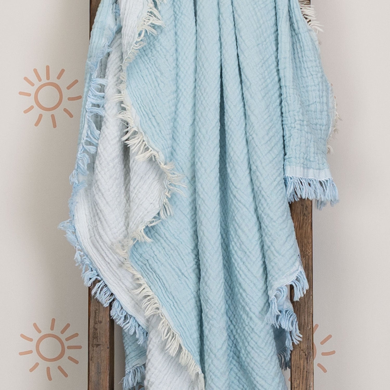 Organic Cotton Muslin Baby Blanket Blue & White