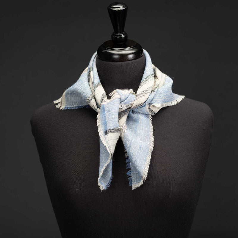 Cashmere Square Neck Scarf Light Blue (Sample)