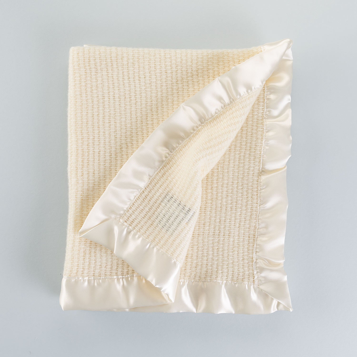 Wool Cellular Baby Blanket | Satin Trim | The Wool Company