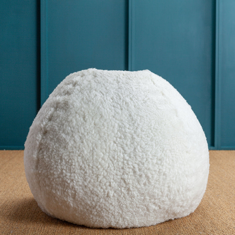 Small Curly White Sheepskin Beanbag