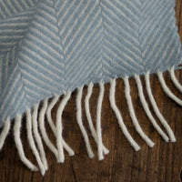 Pure New Wool Herringbone Knee Rug Duck Egg