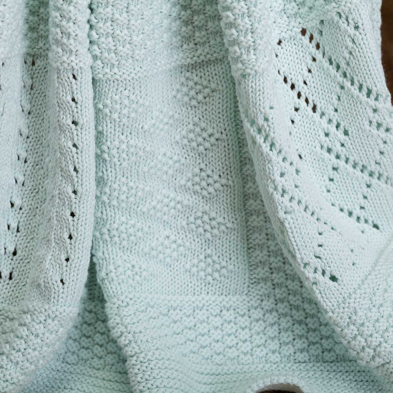 Knitted Cotton Baby Blanket Mint Green Wool Company