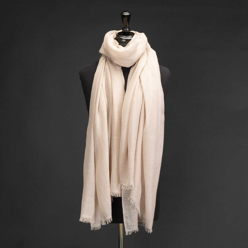 Cashmere Diamond Weave Ring Shawl Oyster (Sample)