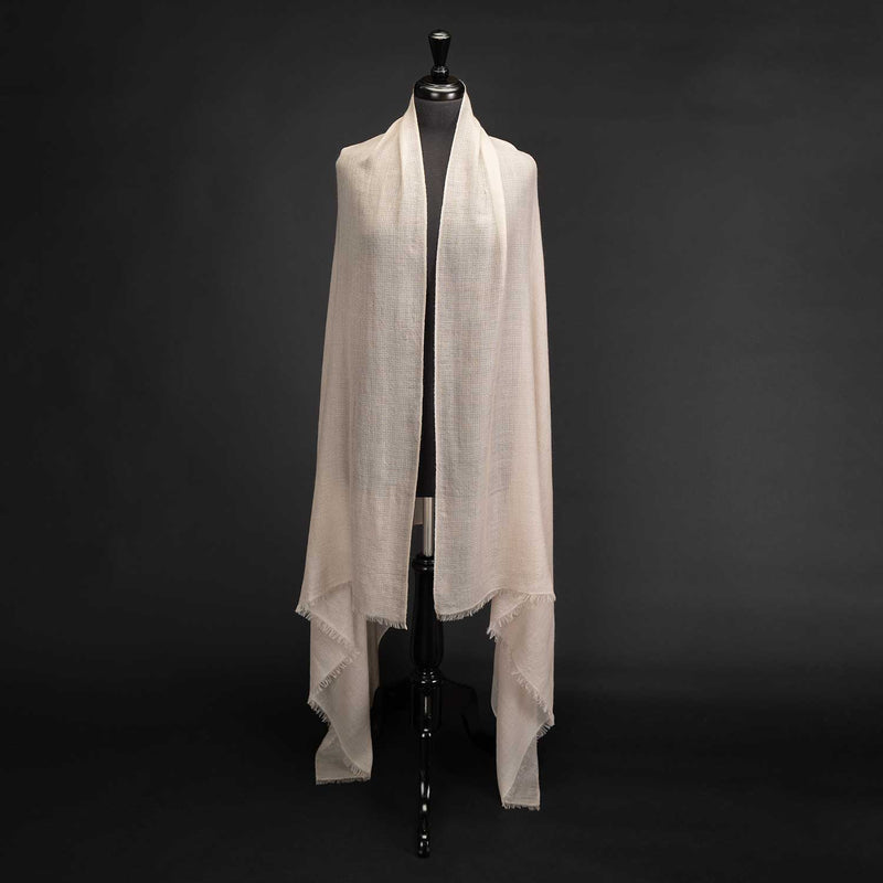 Cashmere Diamond Weave Ring Shawl Oyster (Sample)
