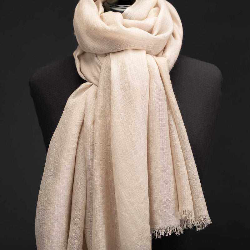 Cashmere Diamond Weave Ring Shawl Oyster (Sample)