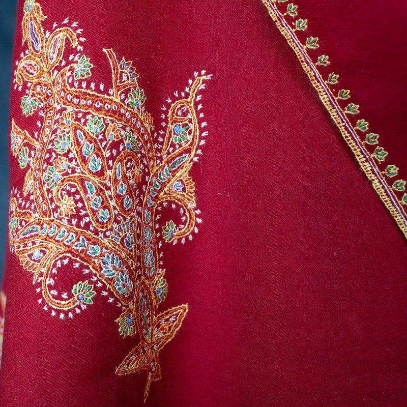Hand Embroidered Sozni Shawl 'The Fire God'
