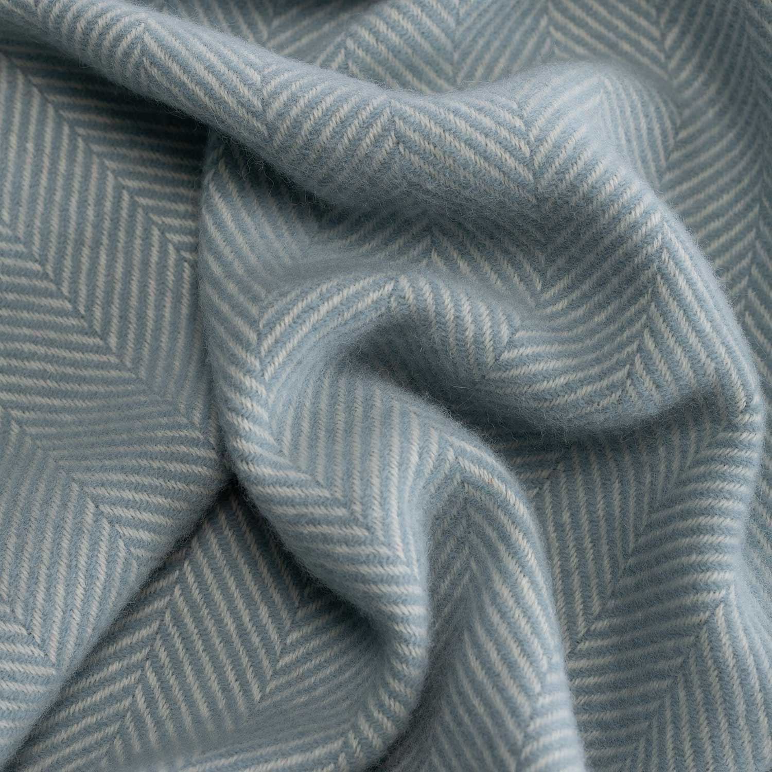 Pure New Wool Herringbone Knee Rug Duck Egg