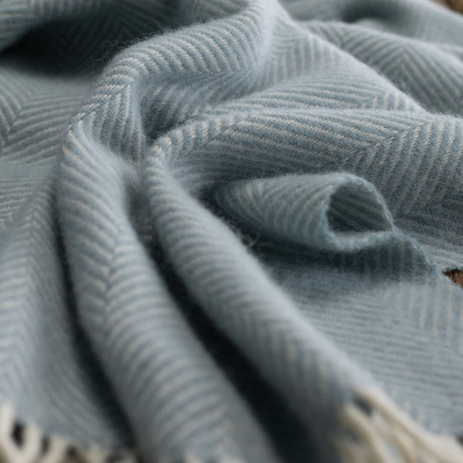 Pure New Wool Herringbone Knee Rug Duck Egg