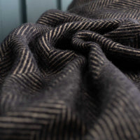 Pure New Wool Herringbone Throw Ebony & Tan