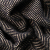 Pure New Wool Herringbone Throw Ebony & Tan