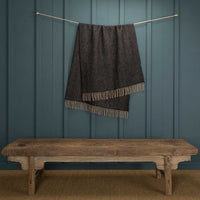Pure New Wool Herringbone Knee Rug Ebony & Tan