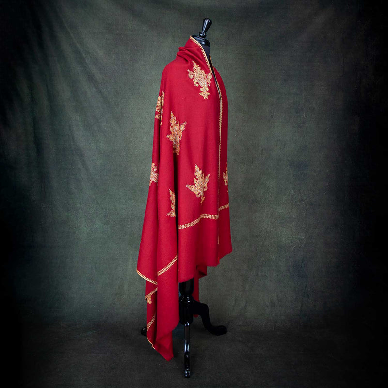 Hand Embroidered Sozni Shawl 'The Fire God'