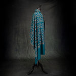 Sozni Hand Embroidered Pashmina Teal Floral