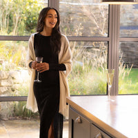 Silver Bordered Cashmere Pashmina Stole Gold