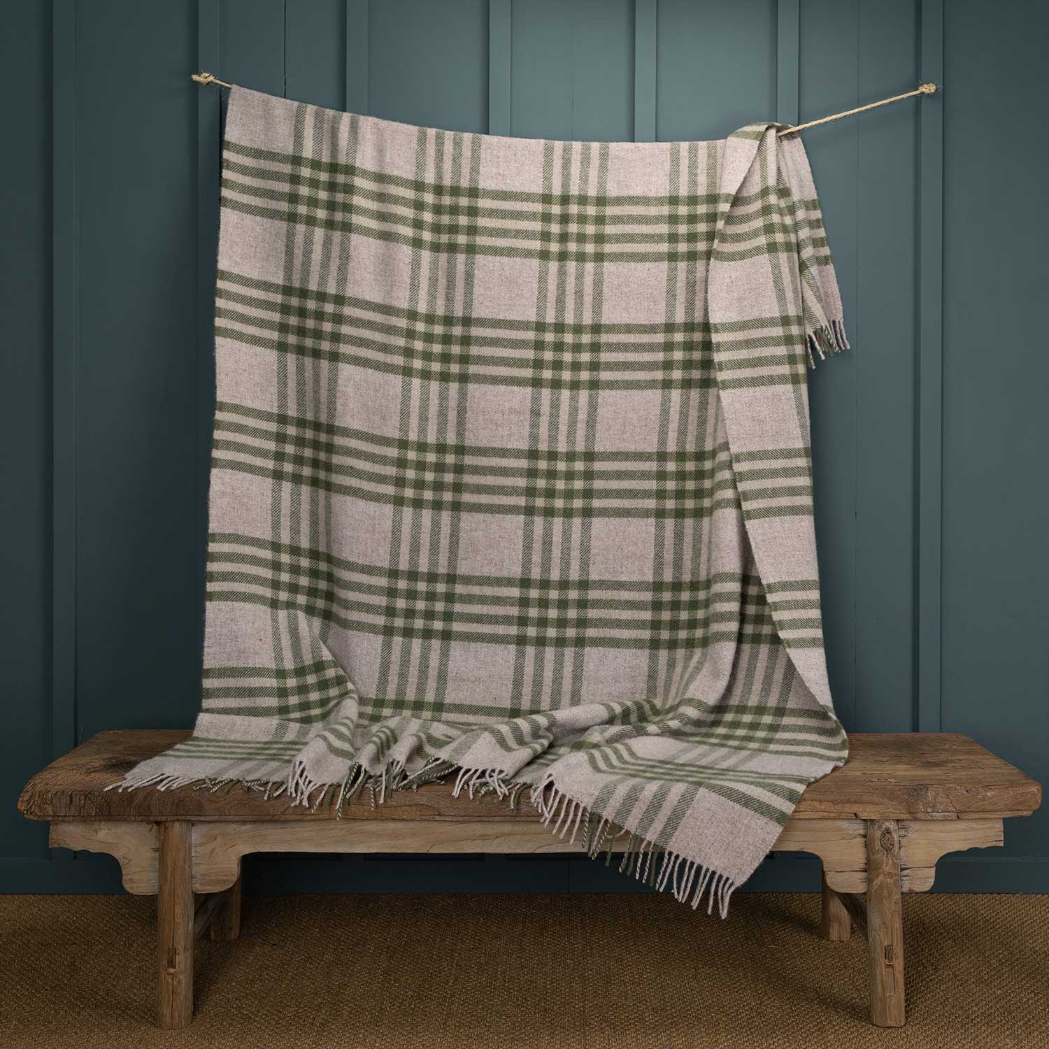 Pure New Wool Blanket Olive