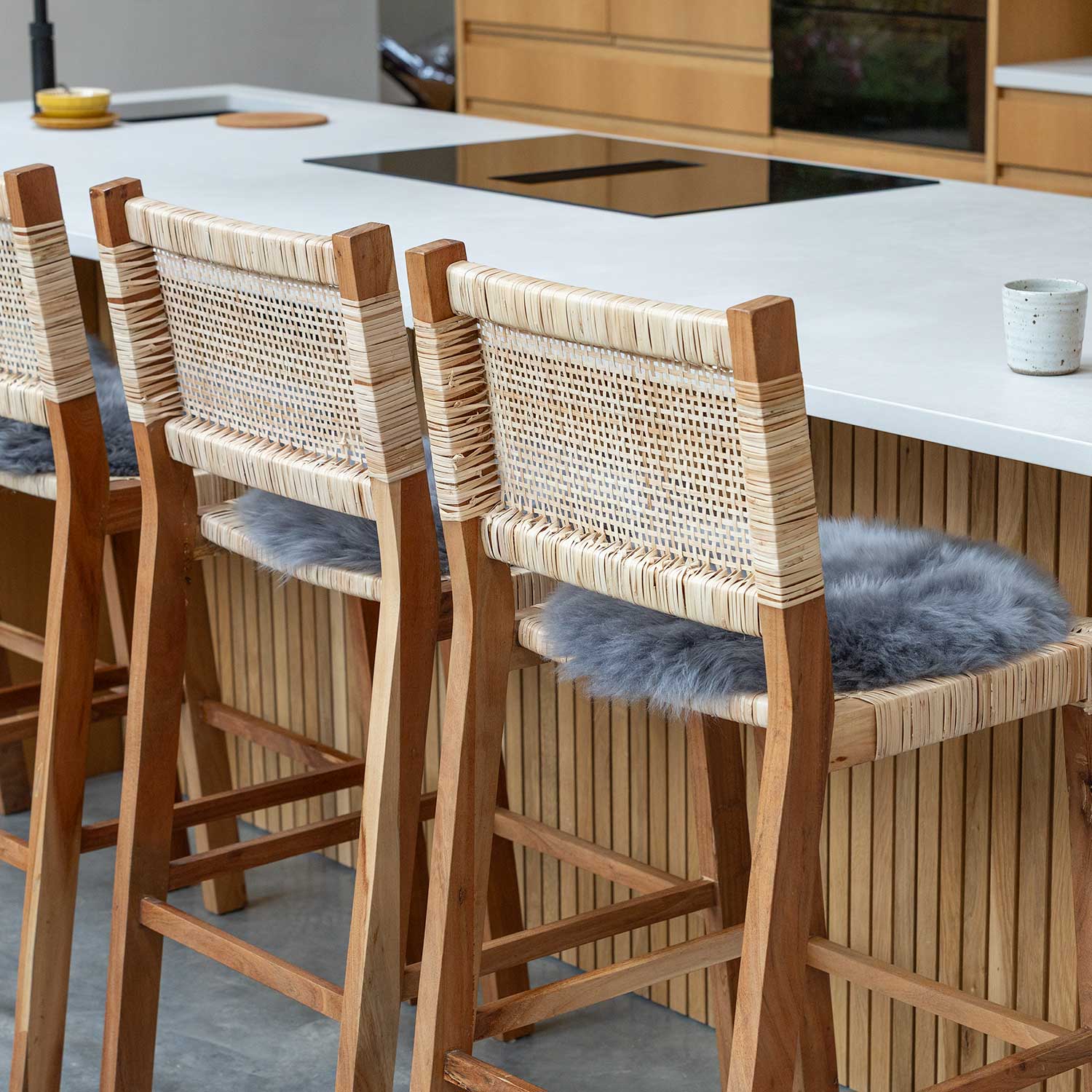 Grey Sheepskin Seat Pad Round 38 cm