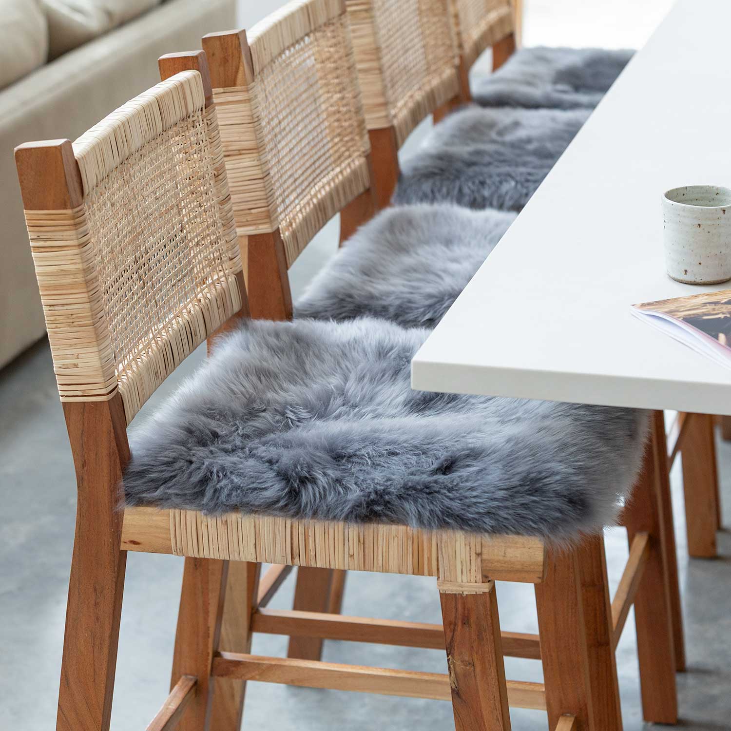 Grey Sheepskin Seat Pad Square 40 cm