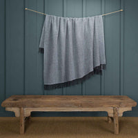 Pure New Wool Herringbone Throw Winter Sky