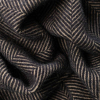 Pure New Wool Herringbone Knee Rug Ebony & Tan
