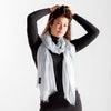 Silver Bordered Cashmere Pashmina Stole in Silver