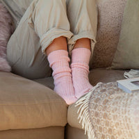 Cashmere Bed Socks Pink 4-7