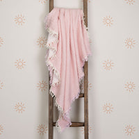 Organic Cotton Muslin Baby Blanket Pink & White