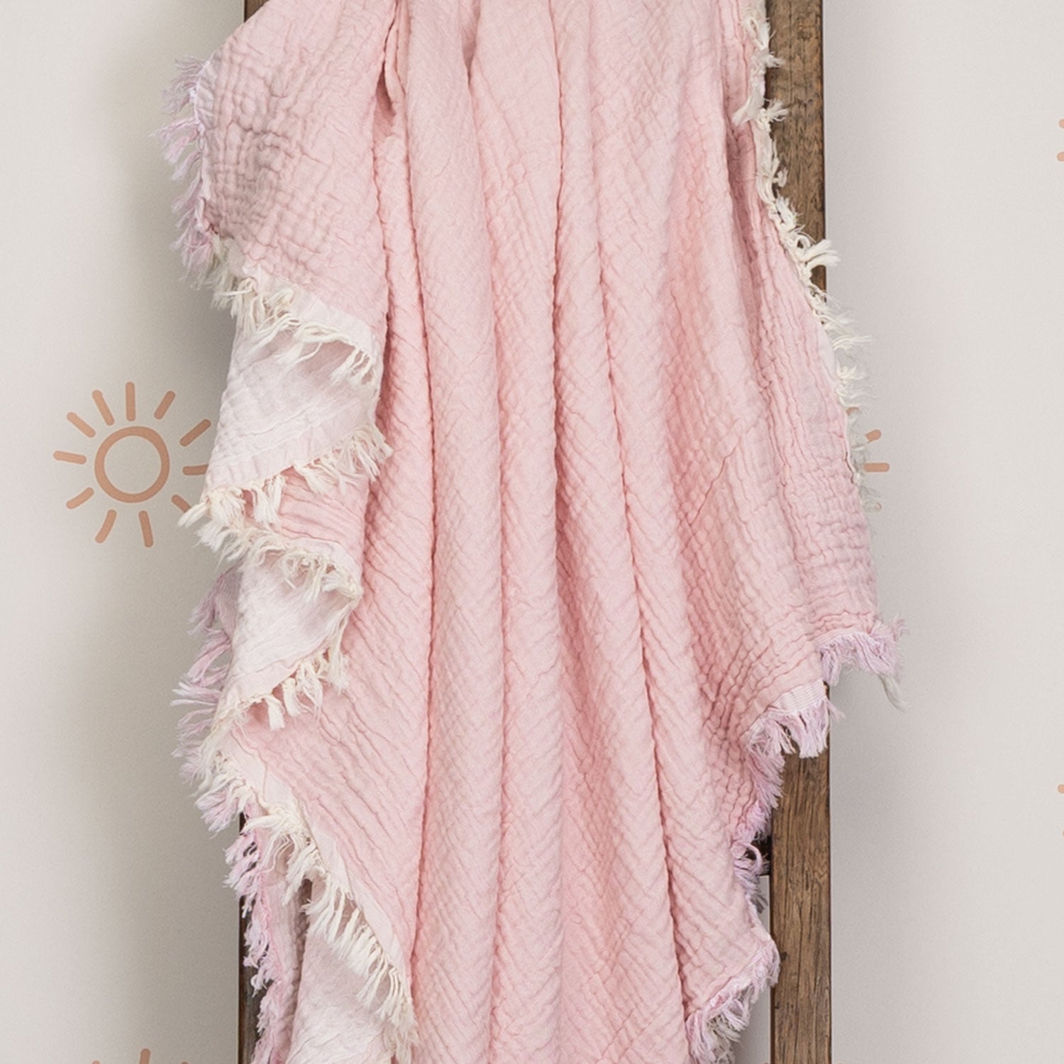 Organic Cotton Muslin Baby Blanket Pink & White