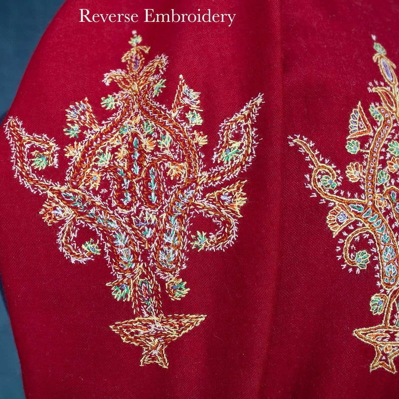 Hand Embroidered Sozni Shawl 'The Fire God'