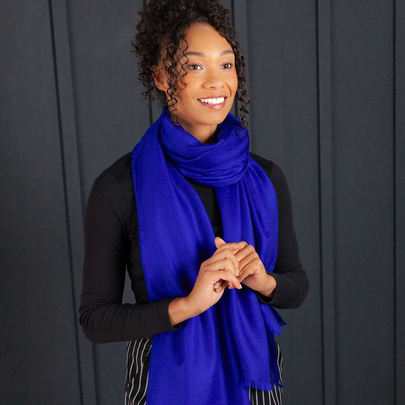 Splendid Royal Blue Pashmina Stole In Diamond Weave - Foto 6