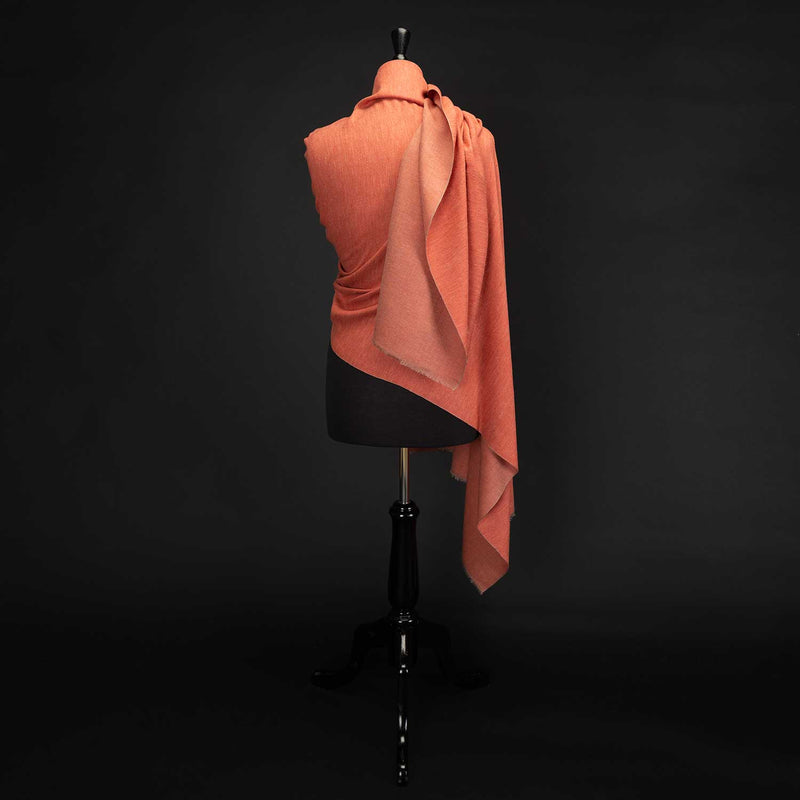 Hand Loomed Cashmere Shawl Salmon Pink (Sample)
