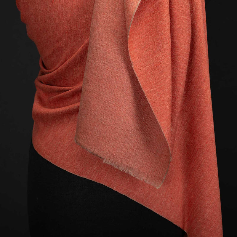 Hand Loomed Cashmere Shawl Salmon Pink (Sample)